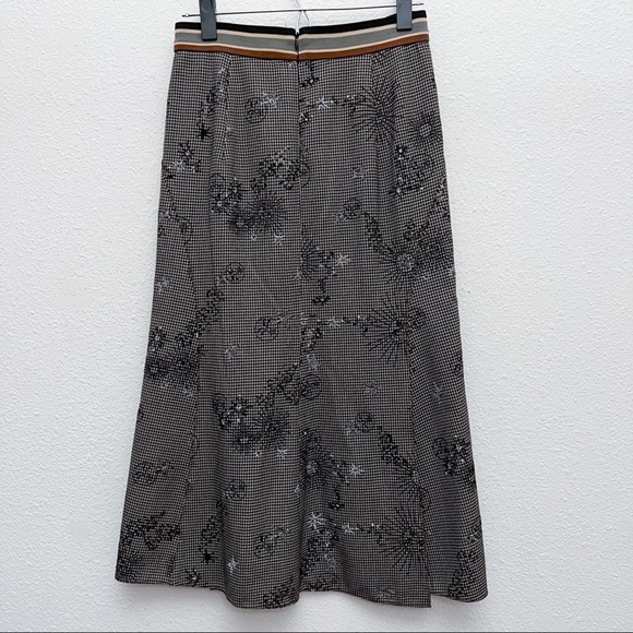 Obzee Japanese Brand Gingham Embroidered Celestial Stars Moons Midi Skirt Small - Picture 9 of 11